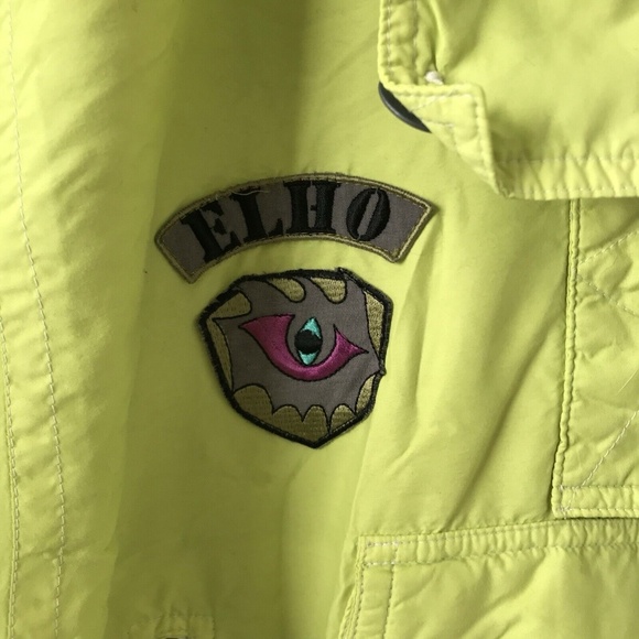 vintage Elho Freestyle jacket windbreaker Lime Green Patches Size Small - Picture 5 of 16